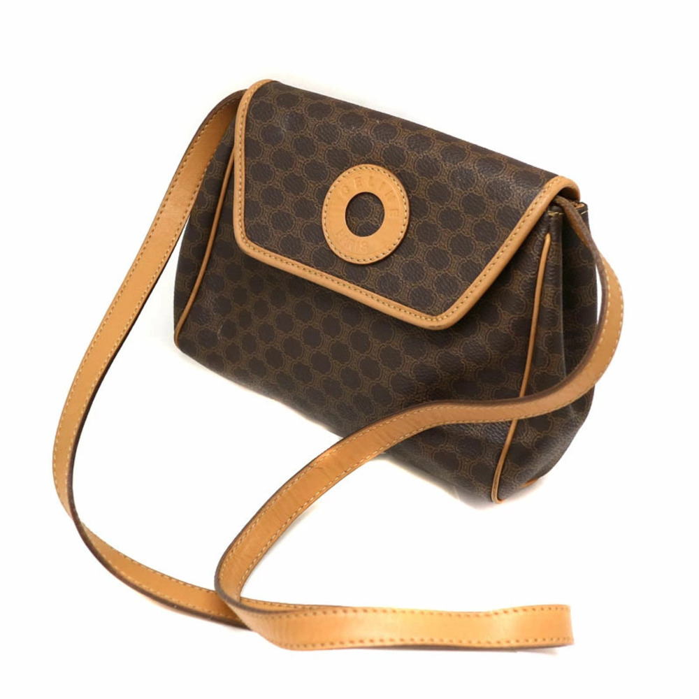 CELINE shoulder bag circle logo Macadam brown leather - Picture 1 of 6